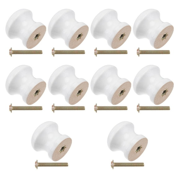 PTOOTP 10Pcs White Wood Cabinet Pull Handle for Drawer Cupboard 0.94X0.94X0.94in