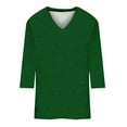 thumbnail image 4 of Oversized Tshirts for Women, 3/4 Sleeve Summer Solid V Neck Travel Tops, Green 5XL, 4 of 5