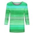 thumbnail image 5 of Aobny Striped Cute Tshirts Shirts for Women Plus Size Green T-Shirt 3/4 Sleeve Crew Neck Tees,M, 5 of 5