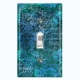 thumbnail image 1 of Metal Light Switch Plate Outlet Cover (Teal Wallpaper Letter Damask LET003), 1 of 13