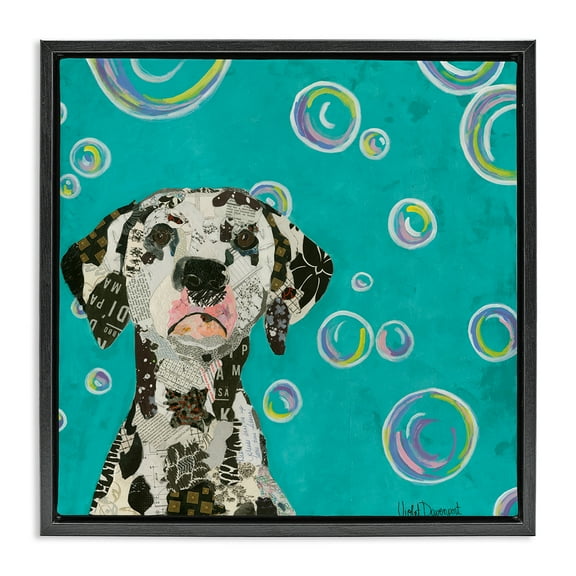 Stupell Industries Love Of Bubbles Collage Animals Painting Black Floater Framed Canvas Art Print Wall Art, 18 x 18