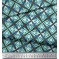 thumbnail image 3 of Soimoi Gray Silk Fabric Arrow & Diamond Geometric Print Fabric by the Yard 42 Inch Wide, 3 of 3