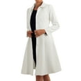 thumbnail image 4 of INSPIRE CHIC Women's Peter Pan Collar Single Breasted Belted Contrast Trim Swing Winter Coat XL White, 4 of 6