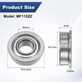 thumbnail image 3 of Uxcell 10-Pack MF115ZZ Flanged Ball Bearing, 5x11x4mm Metal Sealed Chrome Steel for Wheelbarrow, 3 of 6