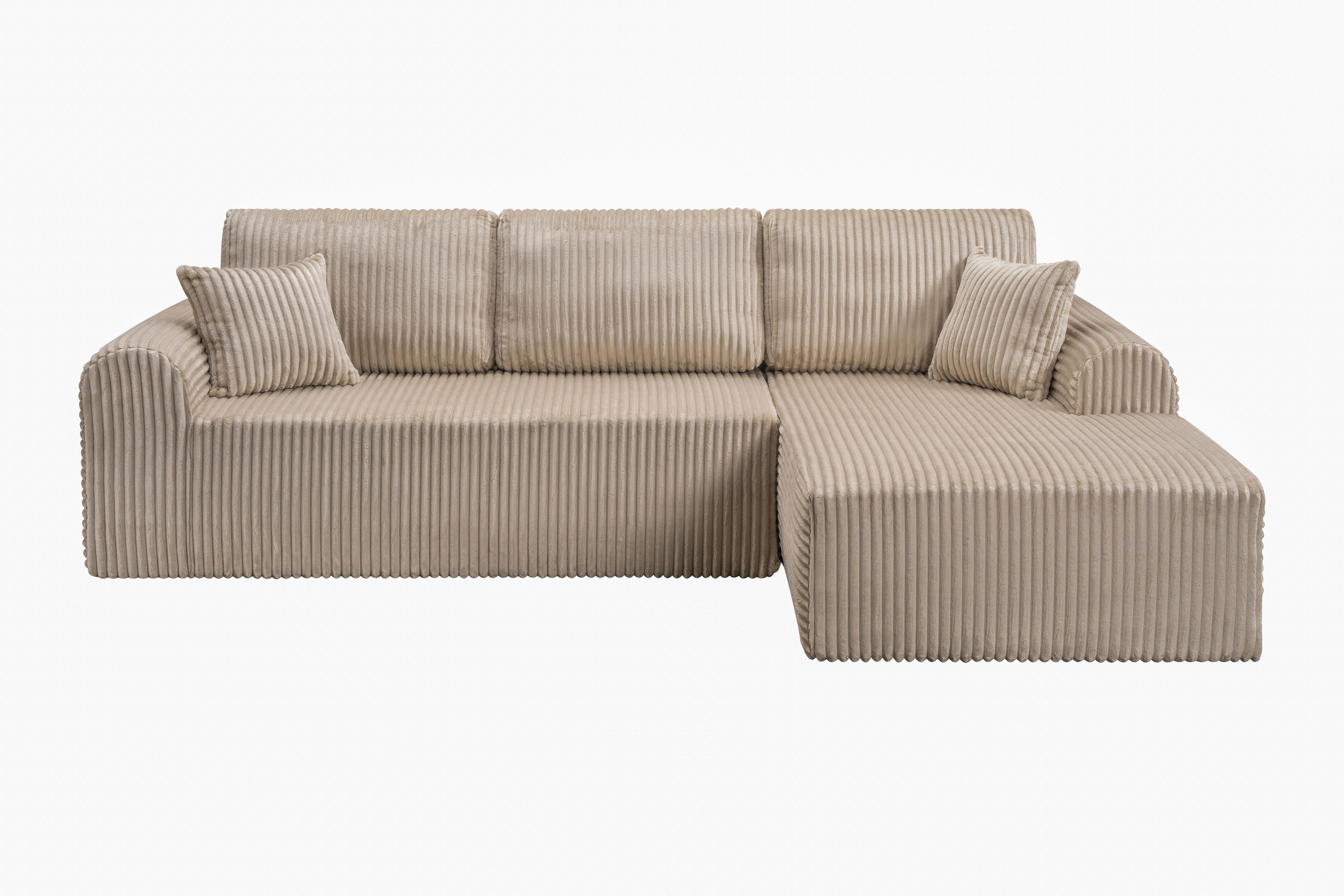 Shikeyi 109" Cloud Modular Sectional Sofa Couch with L-Shape Chaise,Modern Minimalist Upholstered Boneless Couches for Living Room Bedroom, Camel
