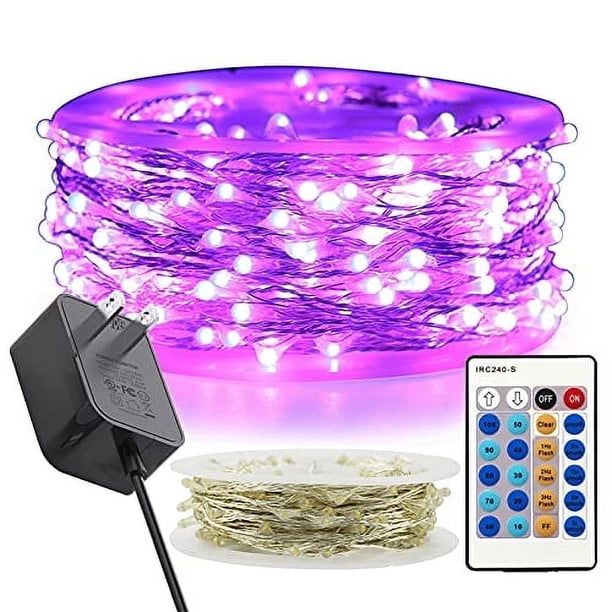 Guirnalda de luces LED RUICHEN púrpura regulable 9 pies 300 pies con control remoto