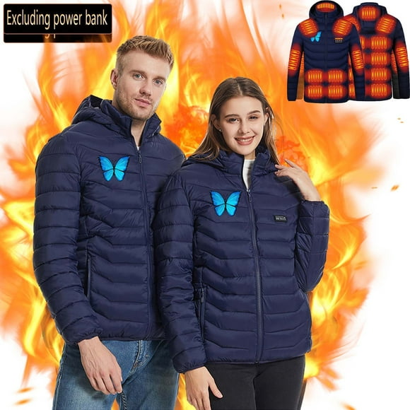 Meichang Heated Jackets for Men and Women Plus Size Outdoor Work Outerwear Rechargeable Electric Heated Jacket Cold Weather Body Warmer Hooded Heated Coat