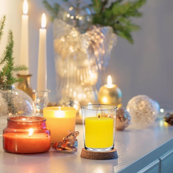 JUNCHI-9 Packs Yellow Votive Candles, Small Unscented 1.25 Inch by 1.5 Inch Diameter Wax Colored Candles for Wedding, Party, Table Holiday & Home Decoration - 8 Hours Burn Time