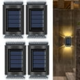 thumbnail image 3 of 4 Pack Solar Up and Down Lights for Outdoor LED Solar Wall Light Auto On/Off Solar Fence Light IP55 Waterproof with Warm Light for Terrace Garden Access, 3 of 11