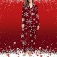 thumbnail image 4 of Tnhcen Women's Christmas Santa Print Pajama Set Long Sleeve Collared Sleepwear Tops and Pants 4-Way Stretch Holiday Lounge Outfit S-2XL, 4 of 7