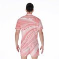 thumbnail image 2 of Pink Liquid Marble Short Sleeve Men'S Rompers Casual Summer Jumpsuits Outfit, 2 of 4