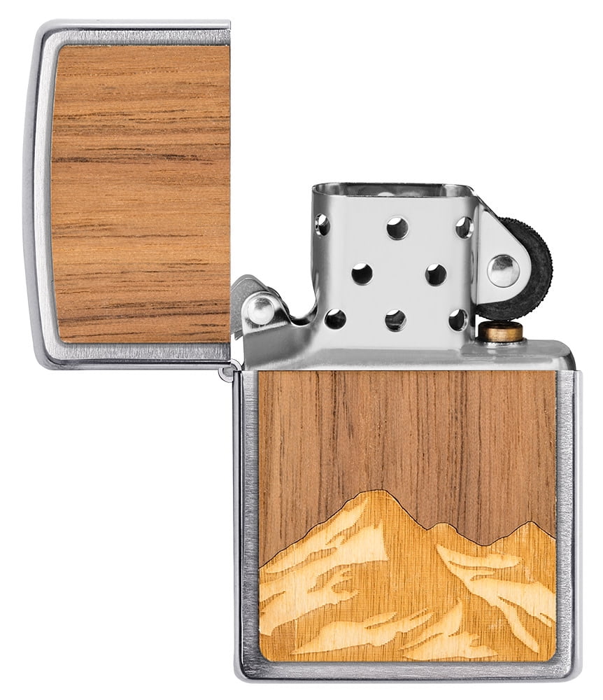 Zippo Woodchuck USA Mountains Brushed Chrome Pocket Lighter