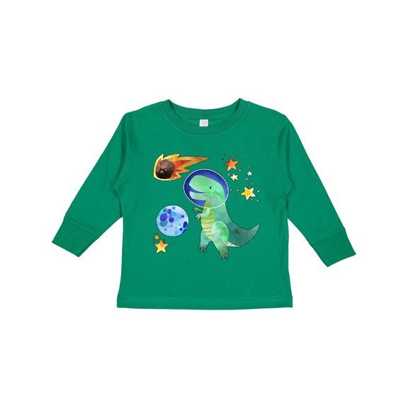Inktastic Tyrannosaurus Rex vs. Meteor Fun Space Dinosaur Boys or Girls Long Sleeve Toddler T-Shirt
