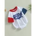 thumbnail image 3 of Bagilaanoe 4th of July Newborn Baby Boy Girl Rompers Letter Print Short Sleeve Bodysuit 6M 12M 18M 24M Infant Summer One Piece Short Jumpsuit for Independence Day, 3 of 7