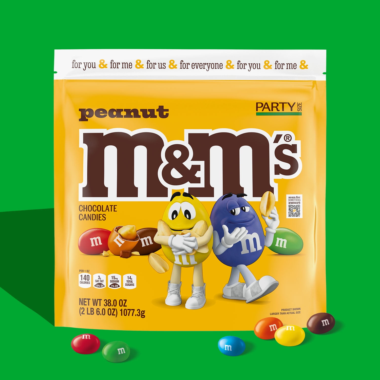 M&M'S Peanut Chocolate Movie Night Candy, Party Size Bag, 38 oz
