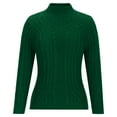 thumbnail image 3 of Jjayotai Women's Turtleneck Sweaters, Long Sleeve Plus Size Cozy Cable Knit Tunic Sweater Tops Green L, 3 of 5