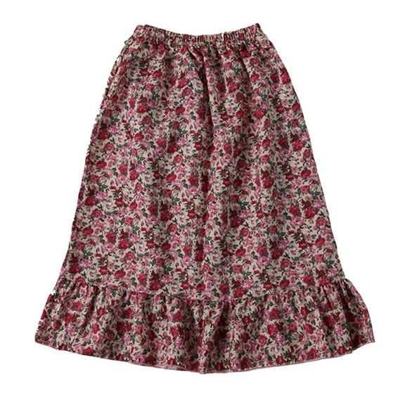 Making Believe Girls Calico Pioneer Peasant Costume Skirt - Pink Calico - Small 4-6