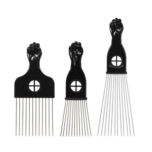 Unique Bargains 3pcs Metal Hair Pick Set 9.06"x2.83"/6.89"x2.20"/6.61"x2.83" for Women Men
