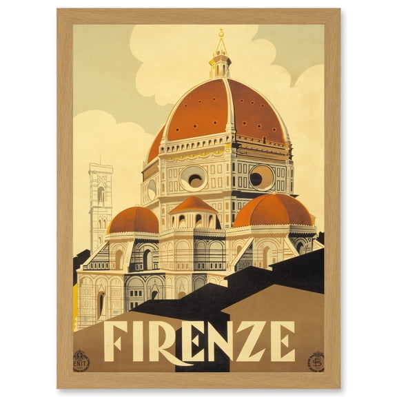 Florence Italy Basilica Santa Maria Fiore A4 Artwork Framed Wall Art Print