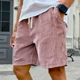 thumbnail image 2 of WTOBBY Men's Corduroy Fashion Casual Bermuda Shorts with Elastic Drawstring Waist, Contemporary Streetwear Design ,Pink 3XL, 2 of 5