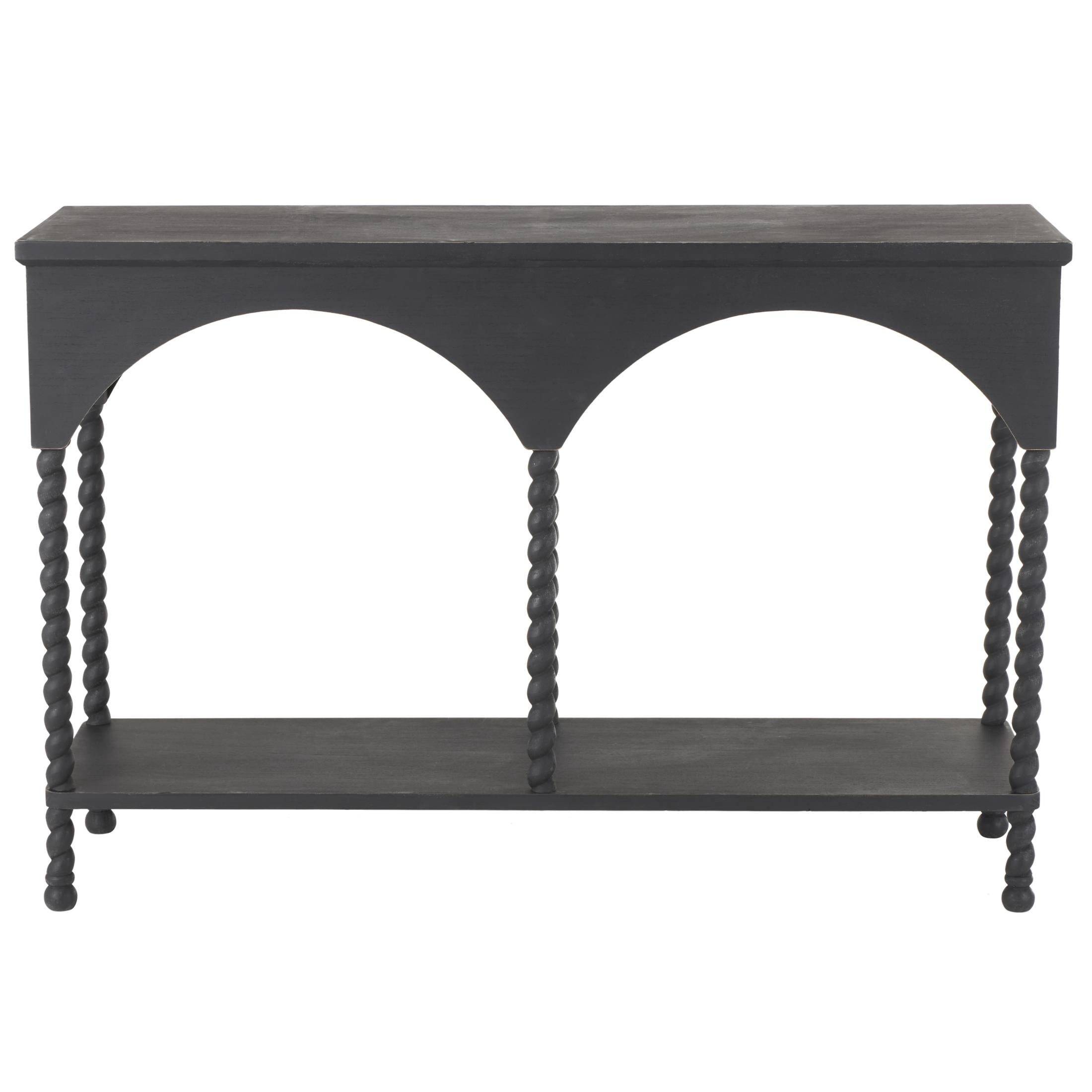 DecMode 47" x 32" Black Wood Arched Console Table, 1-Piece