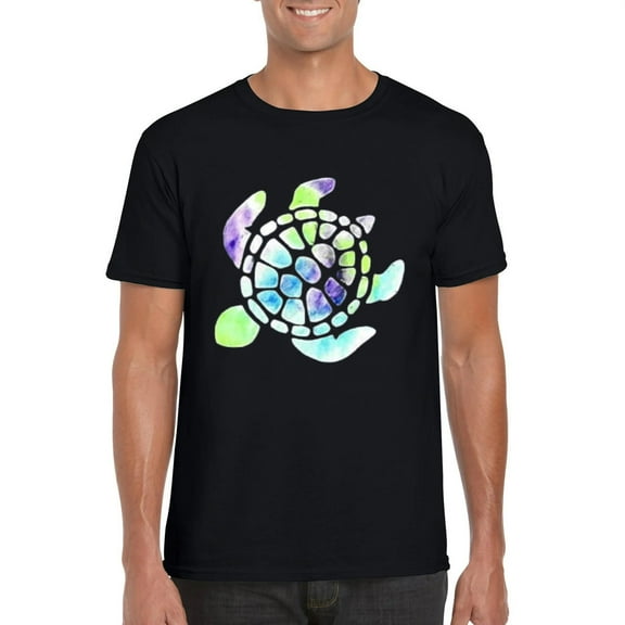 Turtle Ocean Nature-Inspired Animal Lover Watercolor Graphic T-Shirt, for men & women, up to size 5XL