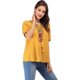 thumbnail image 3 of Blusa informal de manga corta con borlas y bordado bohemio mexicano de verano para mujerYellowLarge, 3 of 5
