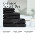 thumbnail image 3 of Utica 6-Piece Towel Set | 100% Cotton Soft & Absorbent Everyday Towels | Black, 3 of 8