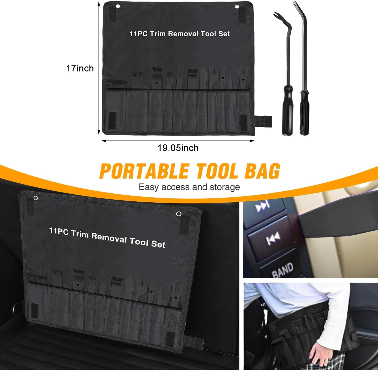 chasenew 5 PCS Nylon Auto Trim Removal Tool Kit No-Scratch Removal Tool Kit for Car Clip Panel & Audio Dashboard Dismantle Black
