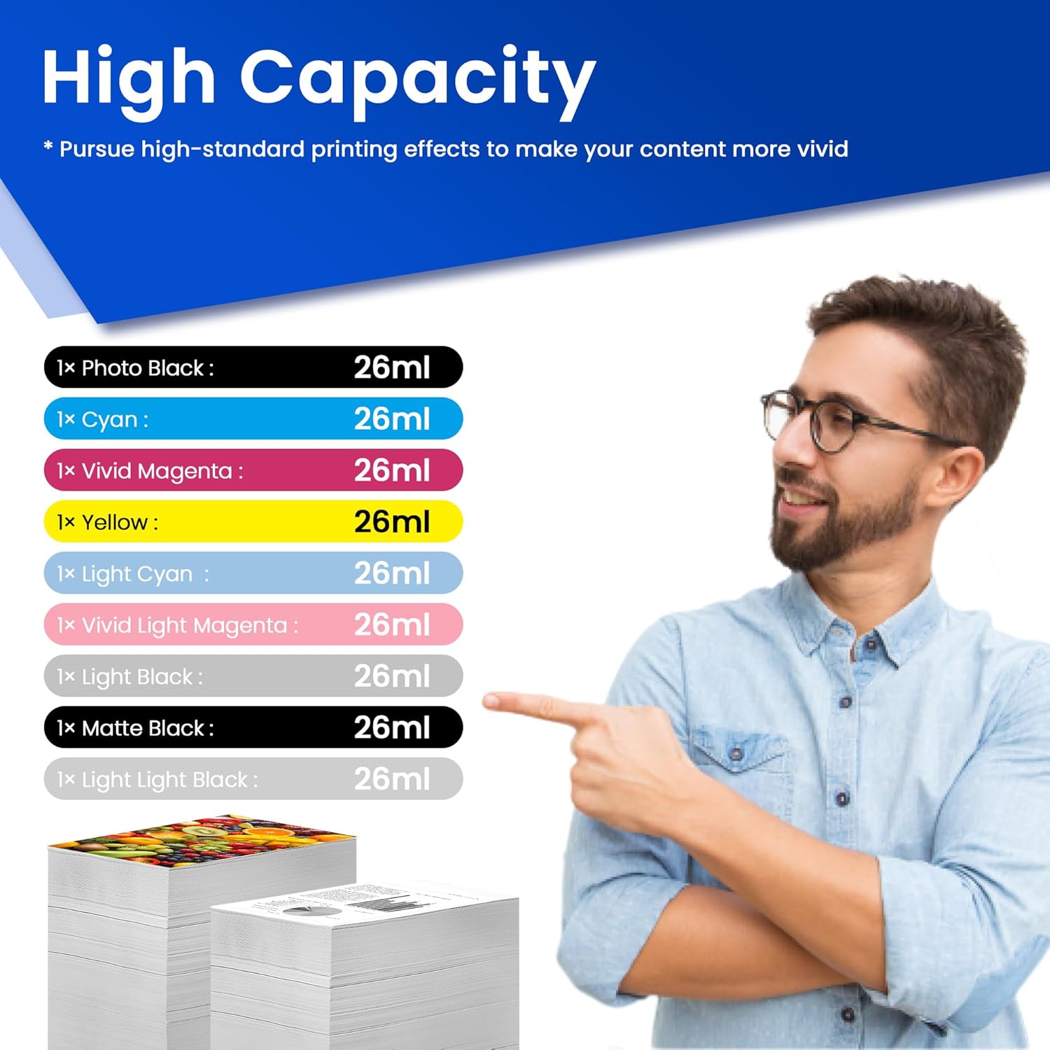 T096 96 Ink Cartridge Replacement for T0961 T0962 T0963 T0964 T0965 T0966 T0967 T0968 T0969 Ink for Stylus Photo R2880 Inkjet Printer Ink (9-Pack)