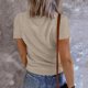 thumbnail image 4 of Tops acanalados de manga corta para mujer, camisas básicas de punto con botones y cuello en V, camiseta informal de verano de Color sólido, blusas Pompotops hkajfhjk462985, 4 of 6