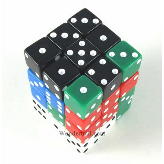 Assorted Opaque Squared Corner Dice with Pips D6 12mm (1/2in) Pack of 36 Koplow Games