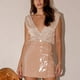 thumbnail image 2 of Body Sin Mangas con Cuello En V Y Brillo para Mujer Body Sin Espalda con Lentejuelas Brillantes De Moda para Fiesta De Bar S Albaricoque, 2 of 7