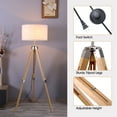 thumbnail image 3 of 58'' Tripod Floor Lamp, Height Adjustable Rubber Wood Standing Lamp with Foot Switch for Living Room, Bedroom, Office, White, 3 of 10