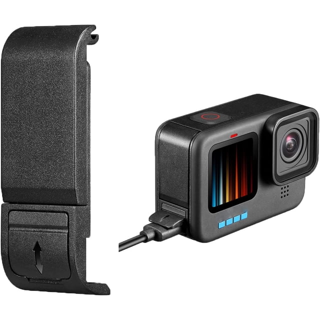 SURJDE Replacement Side Door for GoPro Hero 10 Hero 9, Premium POM Plastic Removable Battery Case Cover Lid Type-C Charging Port Adapter Repair Part Camera Vlog Accessories with dust Plug