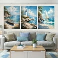 thumbnail image 2 of 3pcs Coastal Charm Canvas Art Prints - Lighthouse, Old Boat & Sailboat Wall Decor for Living Room, Bedroom, Home Office - Frameless Ink Painting Posters, Beach Theme Decor, 2 of 4