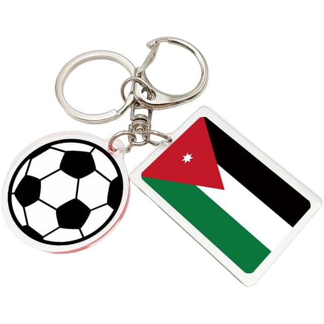 Yanonmyfd 2026 World Cup Soccer Keychain - 2026 World Cup Flag Keychain, Soccer Fan Gift & Souvenir (2PCS),Jordan