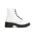 thumbnail image 2 of MADDEN GIRL Womens White Lug Sole Lace Carra Round Toe Block Heel Zip-Up Combat Boots 8.5 M, 2 of 4