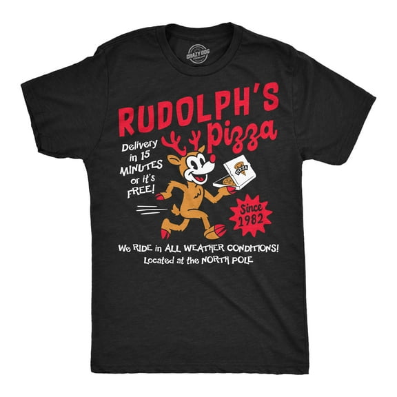 Mens Funny T Shirts Rudolphs Pizza Sarcastic Christmas Graphic Novelty Tee For Men Graphic Tees
