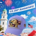 thumbnail image 6 of 250th Anniversary Eagle Hat, Vintage Washed Patriotic Cap with Printed Eagle Design, Adjustable Baseball Style for Men Women, Celebrate Americas Historic 1776 - 2026 Event, Purple, 6 of 8