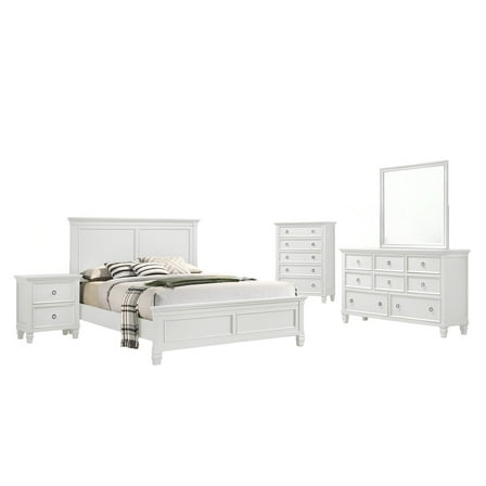 New Classic Furniture Tamarack 5-Piece Wood California King Bedroom Set in White