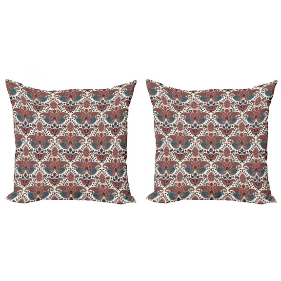 Ambesonne Paisley Throw Pillow Cover 2 Pack, Oriental Persian, 20", Dried Rose Mauve