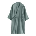 thumbnail image 2 of Fewfanhot Mens & Womens Robe Plush Fleece Cardigen V-Neck Long Robe Knee-Length Waist Tie Solid Color Bathrobe with Pockets, 2 of 6