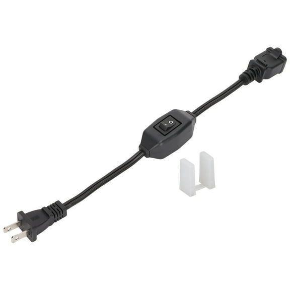 2 Prong Polarized Extension Cord?, Flame?Retardant Waterproof Portable On Off Switch Extension Cord With Switch For 1-15P?Male?to 1-15R?Female Plug Black