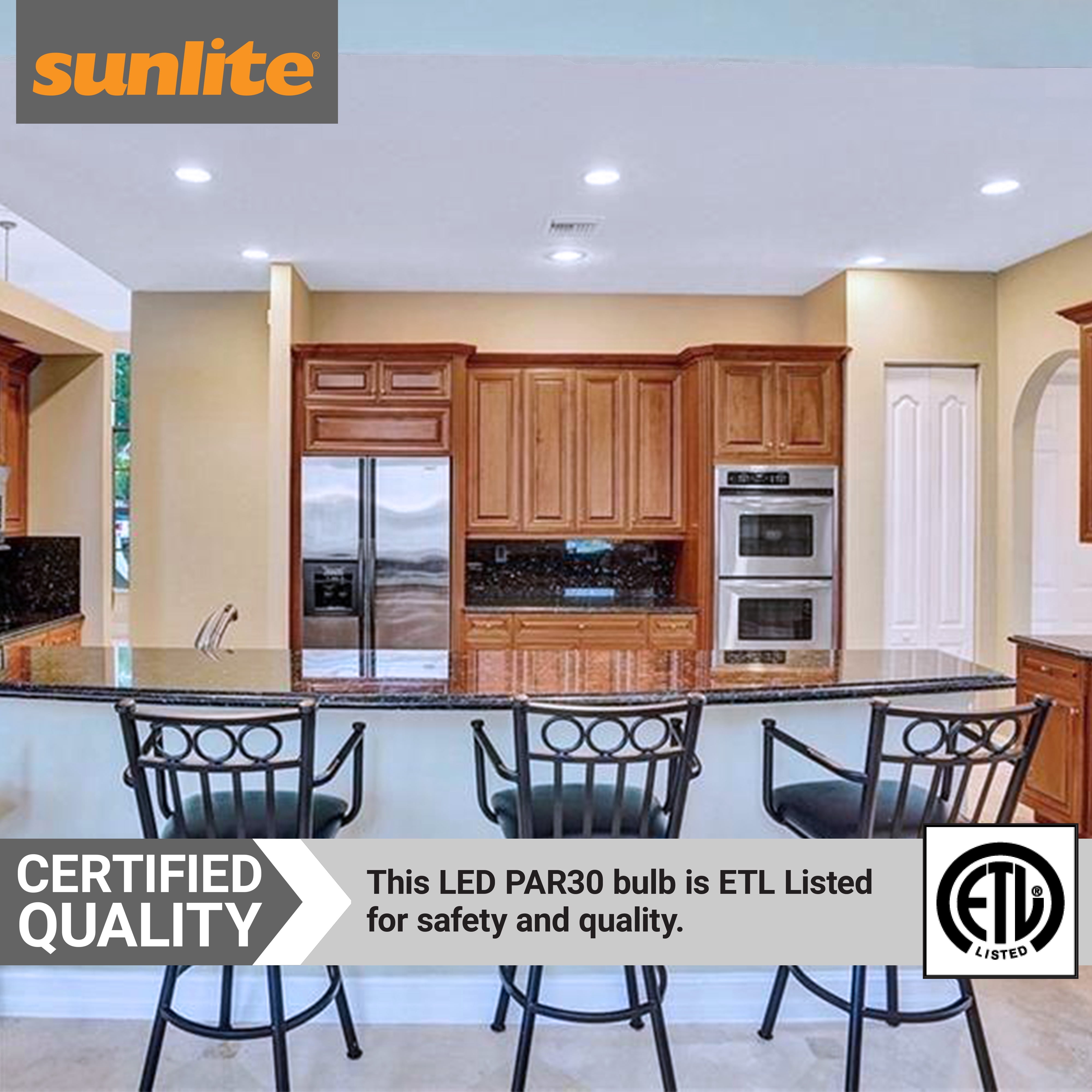 Sunlite LED PAR30 Short Neck Flood Light Bulb, 9 Watts, (75W Equivalent), 850 Lumens, Medium Screw (E26) Base, Dimmable, ETL Listed, 5000K Daylight, 6 Count