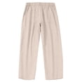 thumbnail image 6 of Linen Casual Pants for Men Fashion Pleated Button Wide Leg Trousers with Pockets Summer Dressy Pants, 6 of 7