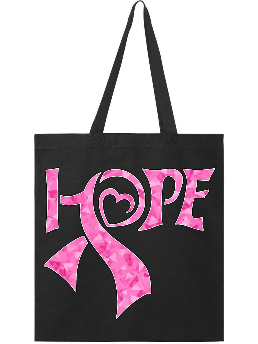 Pink Ribbon Breast Cancer Awareness Reusable Beach Gym Tote Bag w Ribbons 16x15 