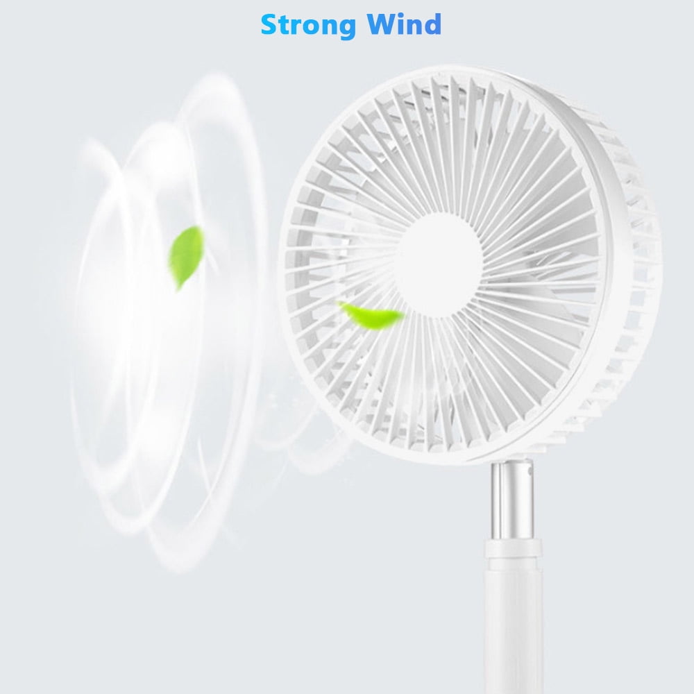 JLLOM Portable Stand Fan Folding Pedestal USB Rechargeable Telescopic Table Floor Fan