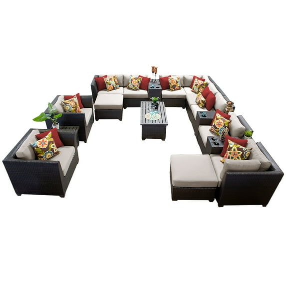 Bermuda 17 Piece Outdoor Wicker Patio Furniture Set 17a