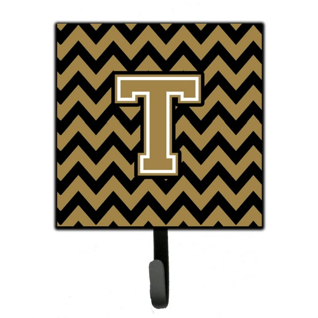 Treasures Letter T Chevron correa negra y dorada Caroline's Treasures CJ1050-TSH4